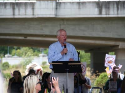 Congressman Mike Thompson speaking at Napa's No Kings march